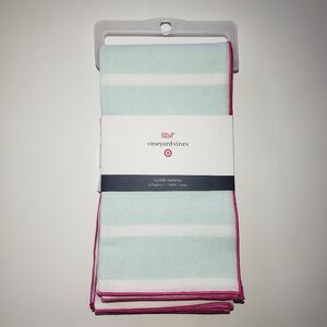 Vineyard Vines x Target Aqua White Striped Cloth Napkins Set of 4